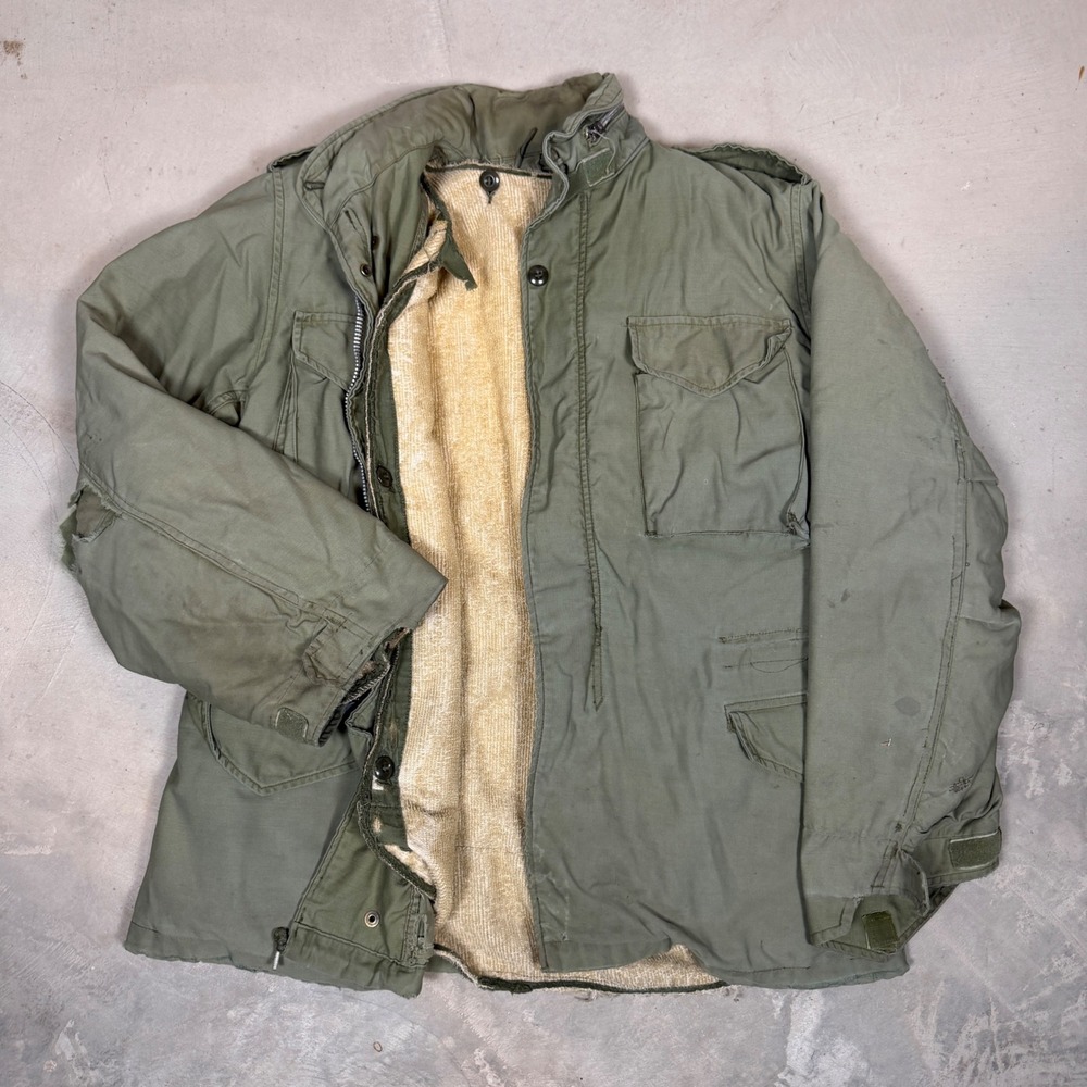 Vintage 1971 Alpha Industries M-65 Field Jacket Medium Regular Olive Green Liner